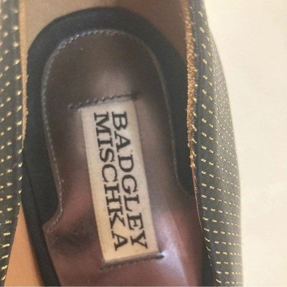 BADGLEY MISCHKA Sz 10 Jewelled Diamond Toe Cap Gold Specs 5”  Heels Pumps - Picture 5 of 13